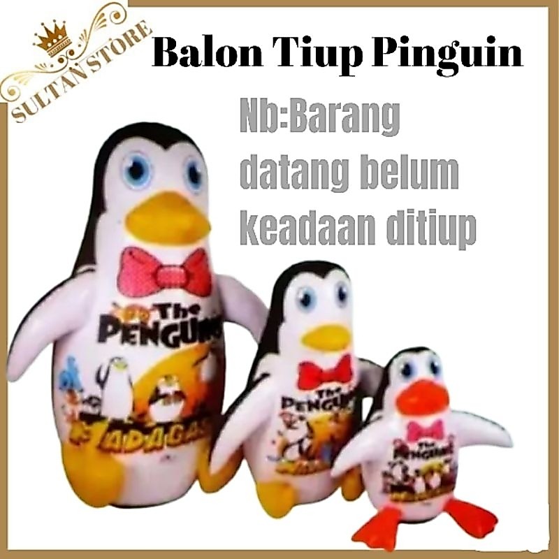 Balon Tiup Tinju Pinguin Madagaskar Besar Balon Penguins Tanggung Kecil Goyang