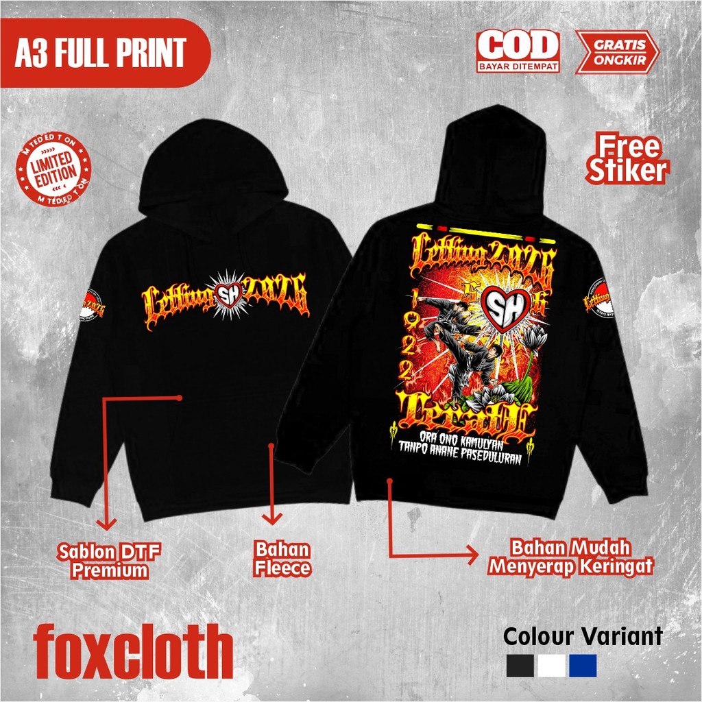 Jaket Hoodie Zipper Desain Terbaru PSHT Letting 2026 SH Terate 1922 Fashion Pria Wanita Perguruan  P