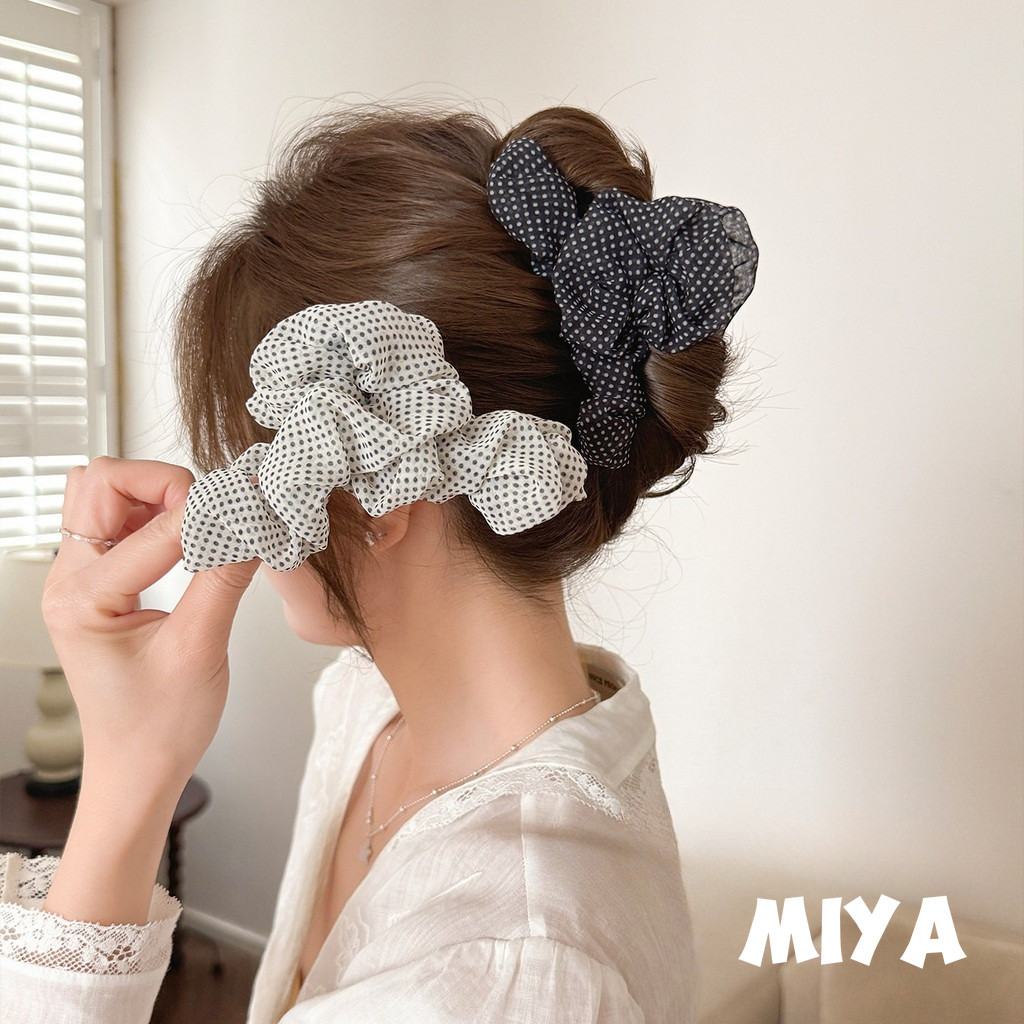 MIYA Jepit Rambut Jedai Besar Korea Motif Polkadot Kain G241