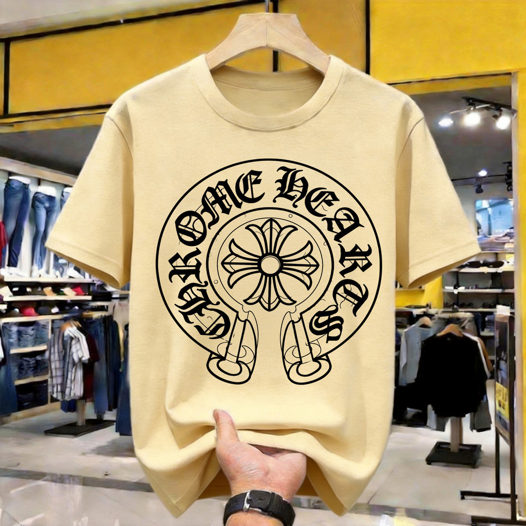Chrome Hearts Horseshoe Print Kaos Polos Katun Premium Tebal 210GSM Original Indonesia Size Lengkap 
