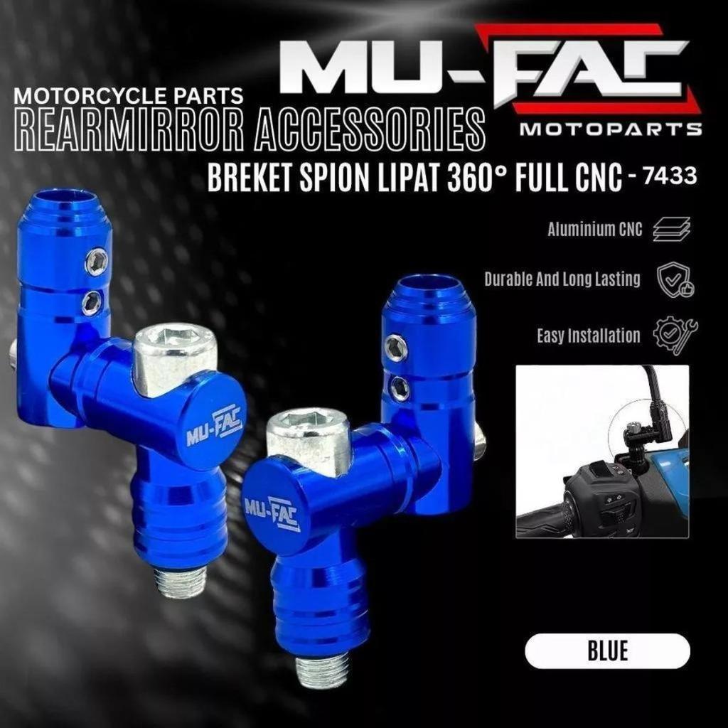 Breket Spion Lipat 360 Derajat MUFAC Honda Drat 14 CNC Aluminium - Bracket Dudukan Spion Vario 125 1