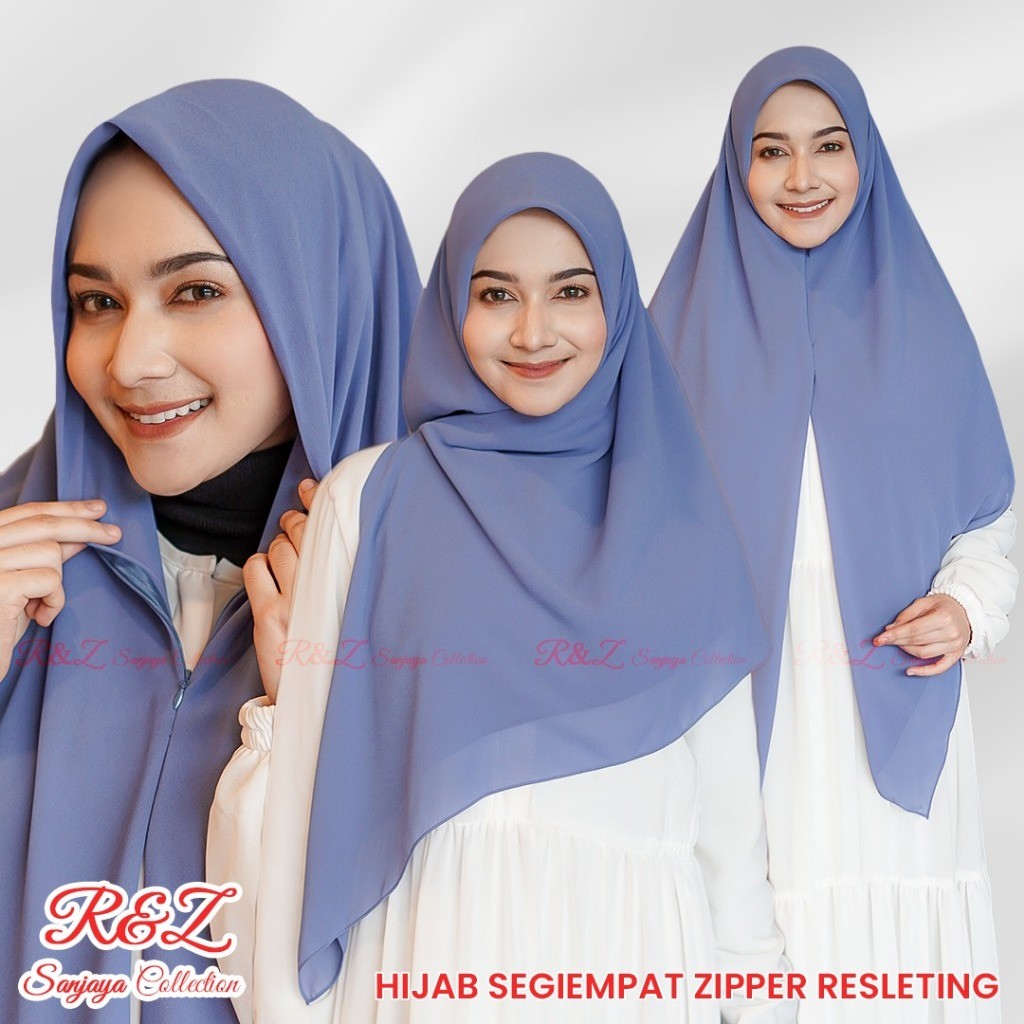 Hijab Instan Segi empat Zipper Resleting Ceruty Babydoll | Hijab Segiempat Jumbo Instan Zipper 130X1