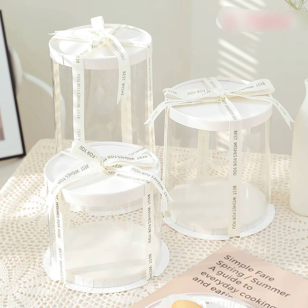 Kotak Cake Box Bulat Transparant Tanpa Pita /Box Circle/ Box Bening Hantaran Gift Lamaran/ Kotak Kue