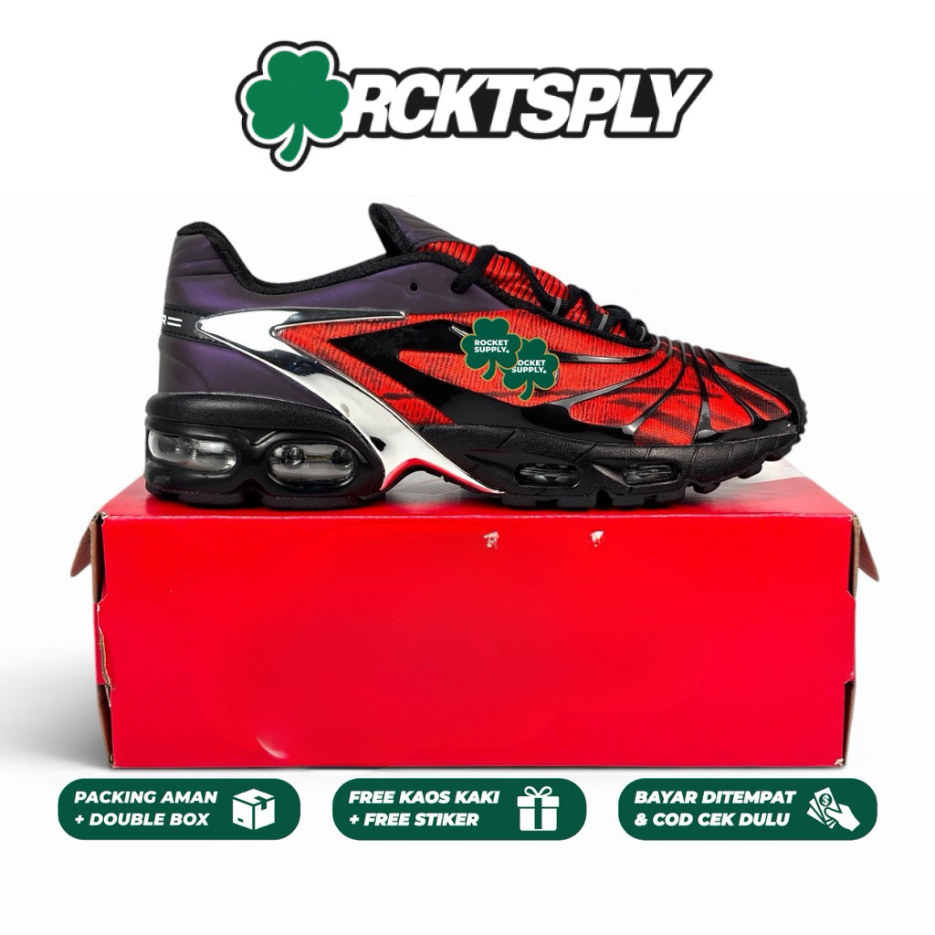 Sepatu Senakers Pria Wanita Skepta Red Reflektif / 100% Baru