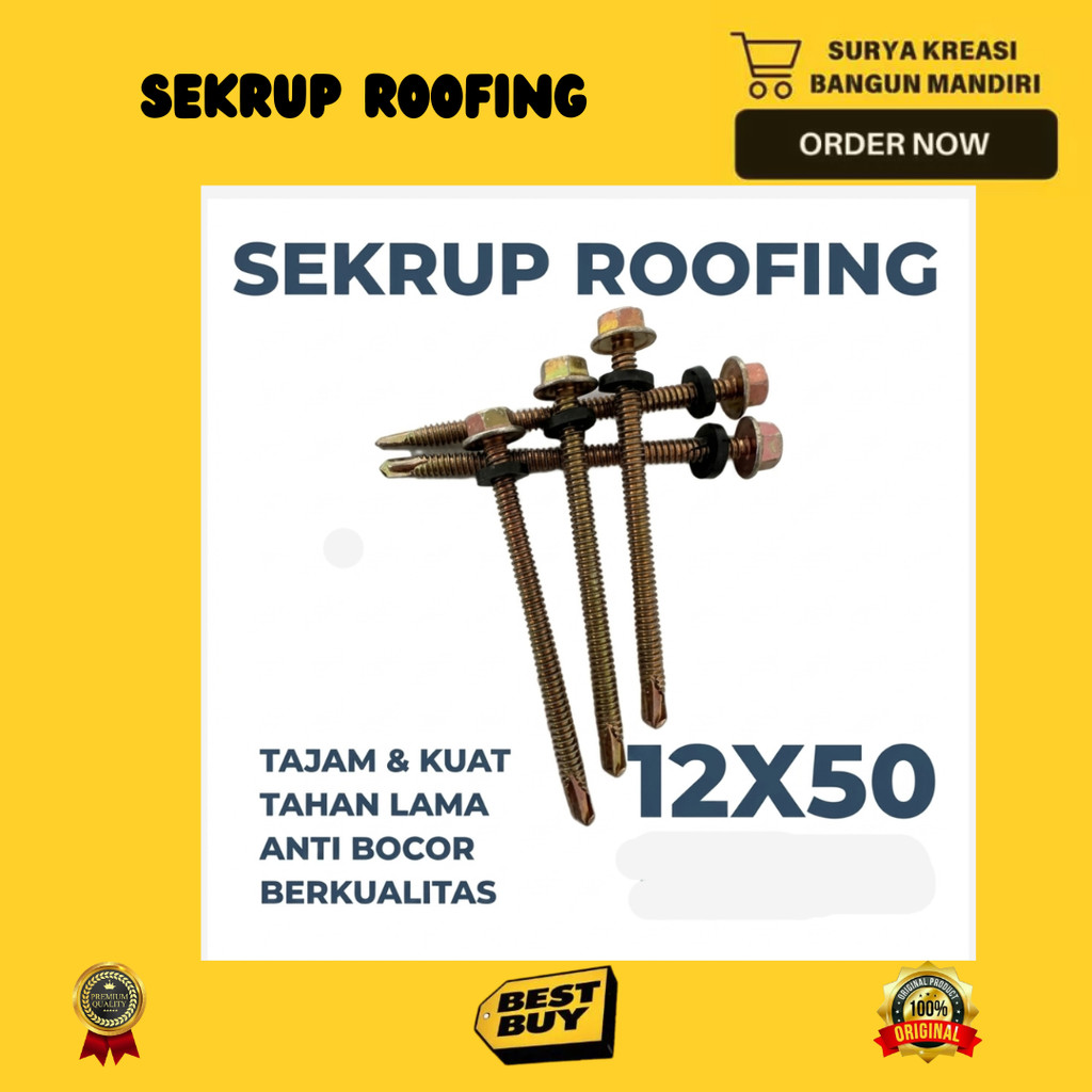 SEKRUP ROOFING (5CM - 7CM ) – Baut Atap Seng / Baut Roofing / Baut Baja Ringan / Sekrup Atap Baja Ri