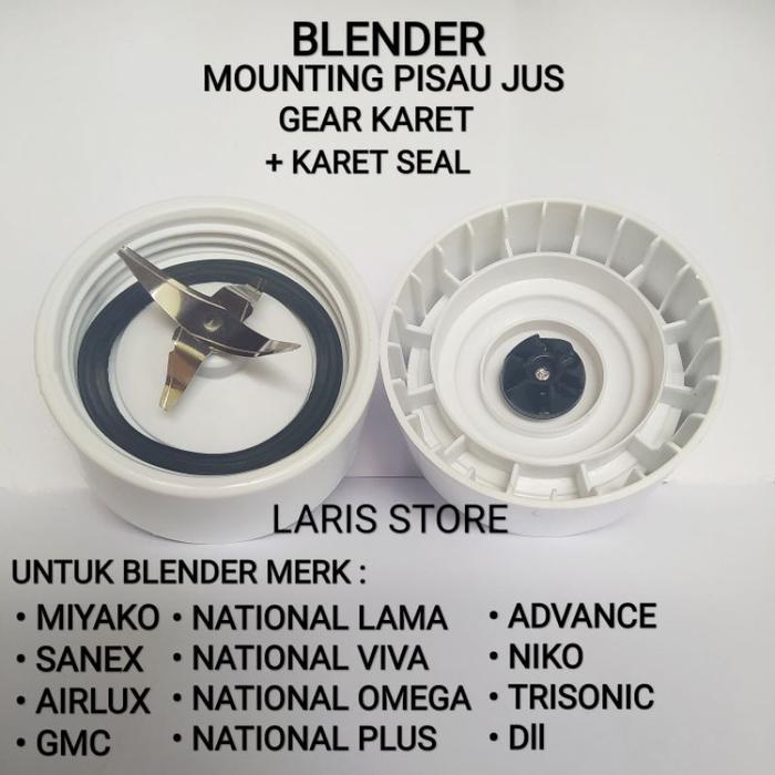 Pisau Blender Miyako model Lama / Mounting Blender National gigi Karet - 4 mata pisau putih
