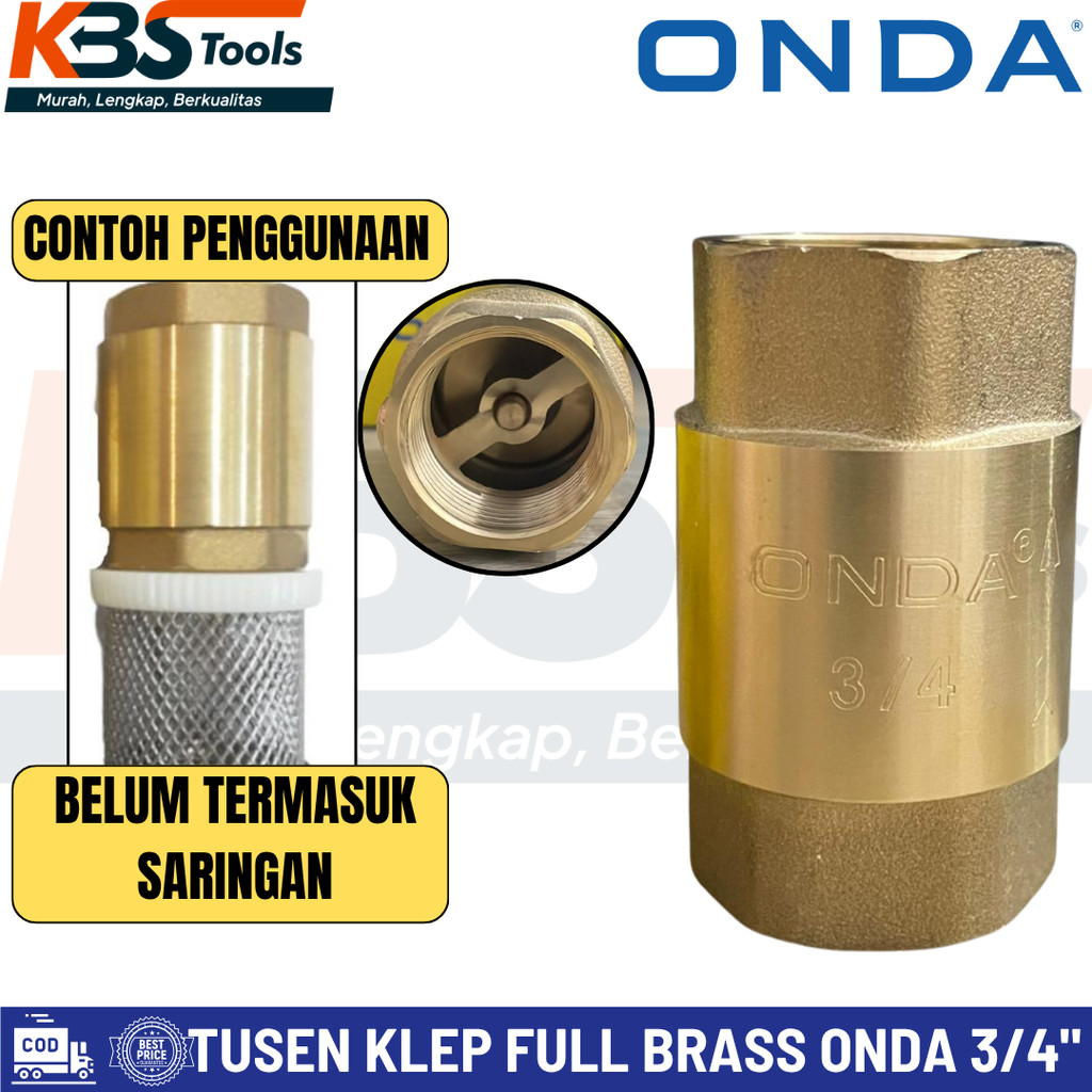 ONDA 3/4 Inch Kuningan Asli Klep Air Pompa Air Pipa Sumur Rumah Industri Tahan Lama