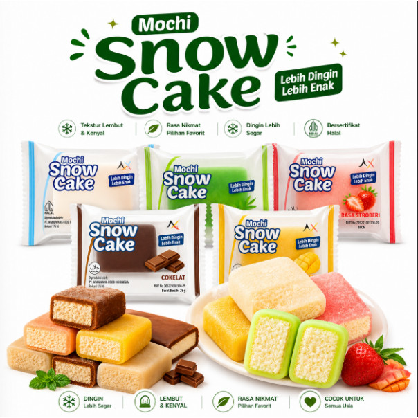 Mochi Snow Cake 15pcs Mix Rasa Strawberry Mango Milk Chocolate Mochi Viral Halal BPOM Cemilan Lembut