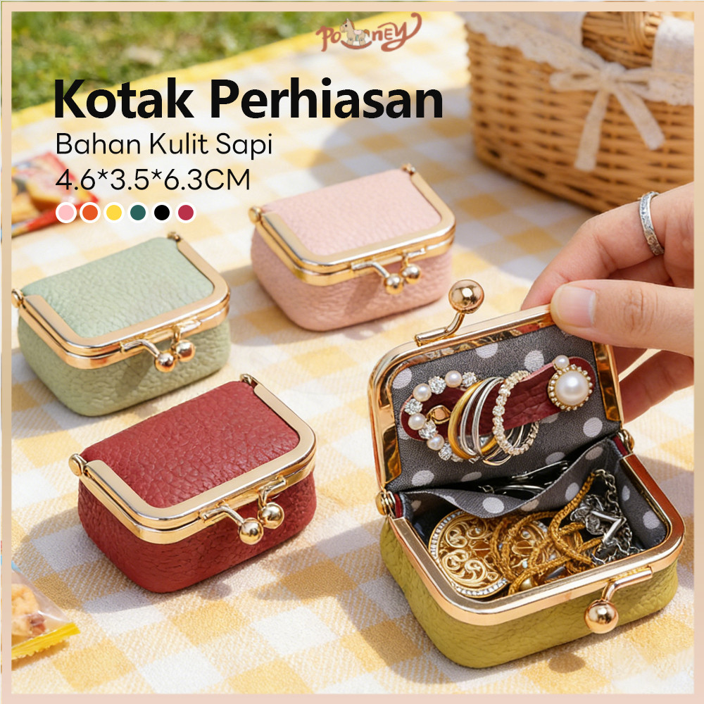 Poney Dompet Koin Dan Kunci Tekan Dompet Koin Wanita Penyimpanan Perhiasan Dompet Perhiasan Mini