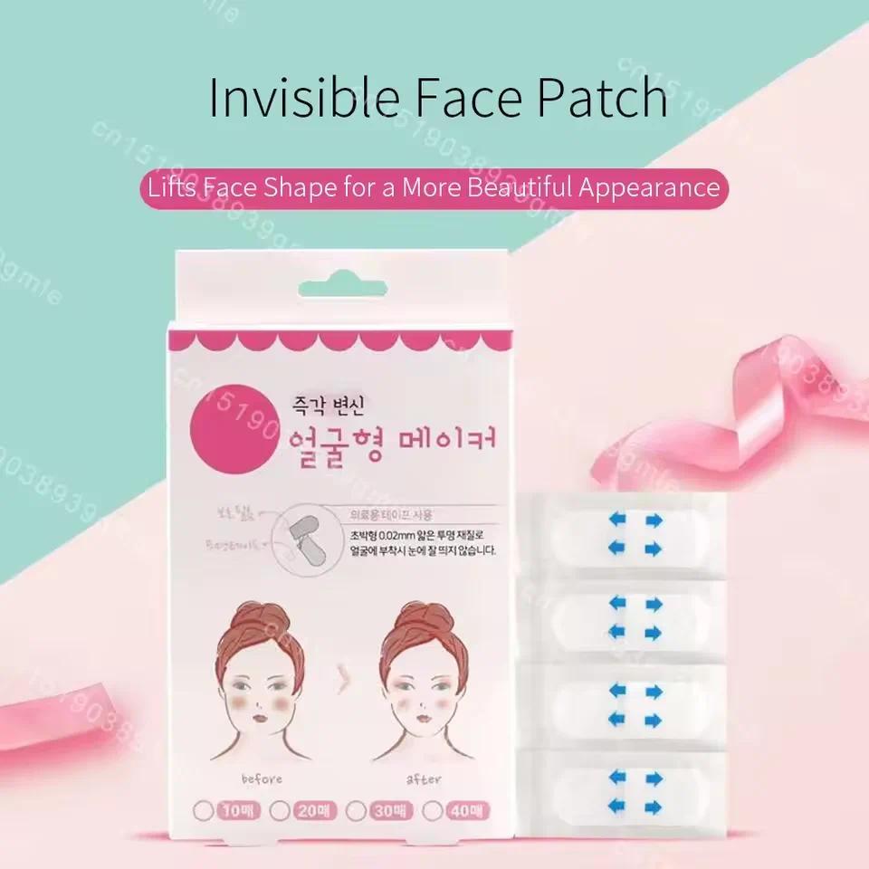 40Pcs/10Lembar Stiker Pengencang Wajah V Lift, Perekat Makeup Tak Terlihat, Pita Pengencang Wajah, P