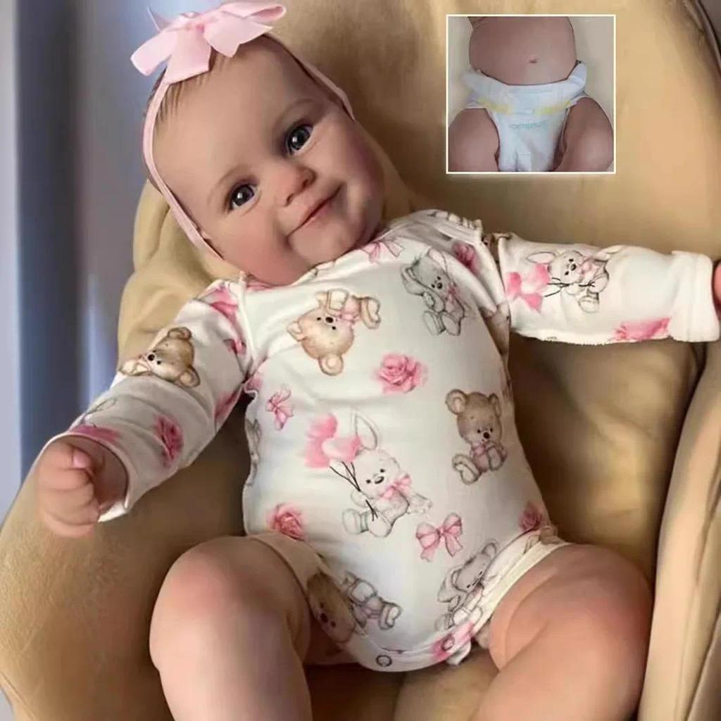 NPK 50CM Made Reborn Baby Doll Full Body Silicone Toddler Girl Doll Hand-Drawn Hair 100% Hand-Painte