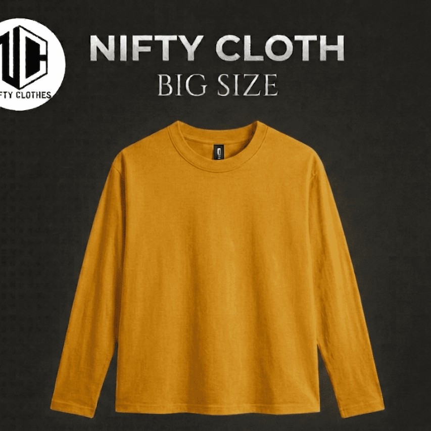 Niftycloth Kaos Polos Big Size Lengan Panjang Kuning Mustard