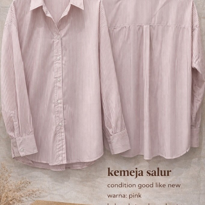 Kemeja Salur Pink