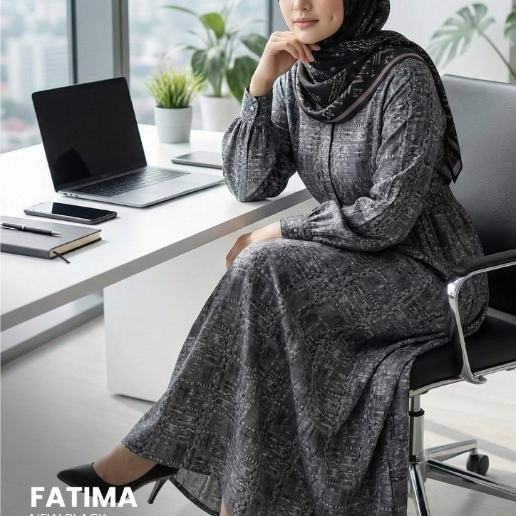 GAMIS DAMOZA/FATIMA BLACK JQ 144 DAMOZA/DAMOZA 2026/ GAMIS DAMOZA TERBARU