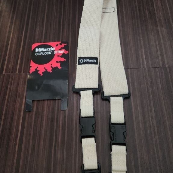 DIMARZIO SHORT WHITE CLIPLOCK GUITAR STRAP 2 INCH WIDE DD2200CNS NATURAL COTTON YNGWIE MALMSTEEN YJM