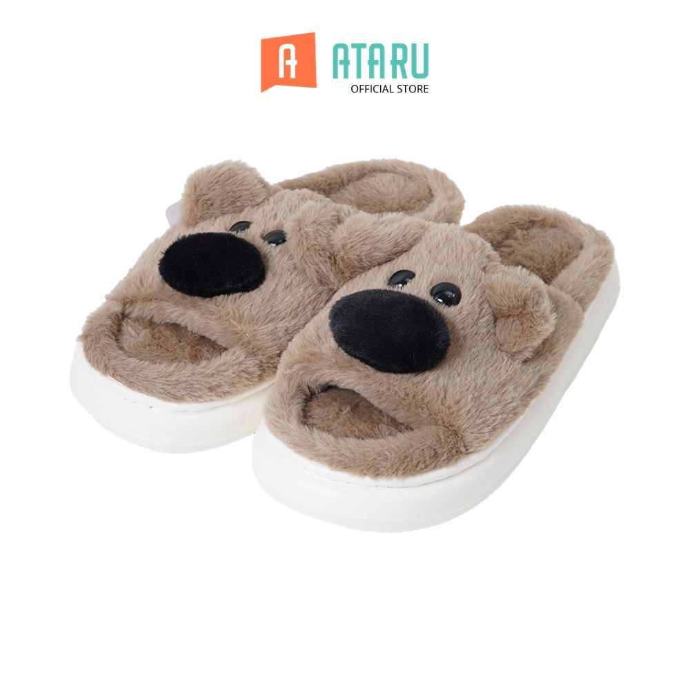 Ataru Sandal Rumah Dog Big Nose - Cokelat Slipper Rumah Unisex Sendal Indoor Sandal Kamar Selop Sant