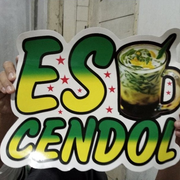 Stiker Kaca Gerobak Es Cendol Warna-Warni