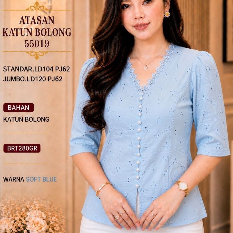 KD55019 [BARU] BLUS WANITA KATUN BOLONG IMPORT REAL PICT