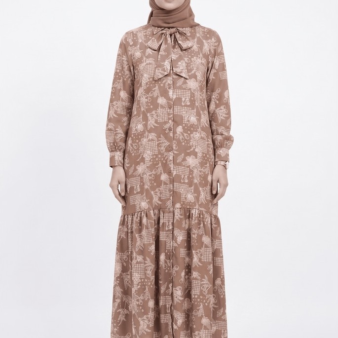 Eprise Gamis Lengan Panjang PINK-BROWN FP607C | Dress Wanita