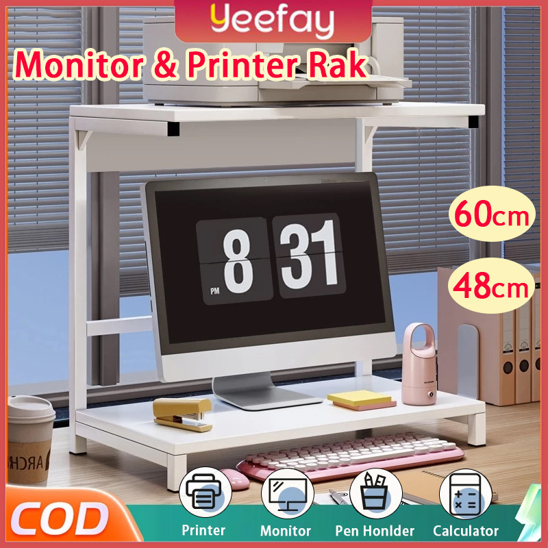 Rak Monitor Komputer 48cm/60cm Stand Monitor dan Rak Printer | Meja Printer Monitor Desktop Kayu Sta