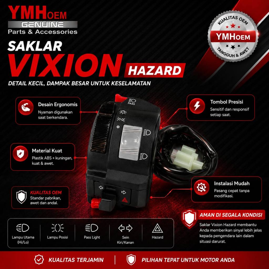SAKLAR VIXION HAZARD PLUS PIW PIW UNIVERSAL MOTOR