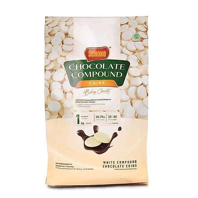 ELIMASANUK - SCHOKO CHOCOLATE COMPOUND COIN - WHITE // COKLAT COIN PUTIH MUDAH LELEH DAN REMUK