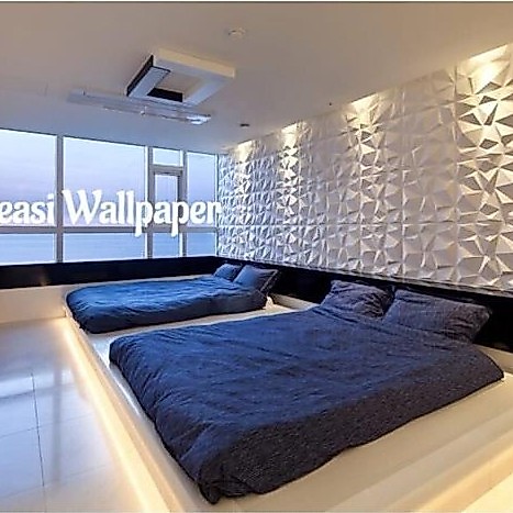 Wall panel Dinding 3D Putih PVC Wallpaper Timbul Minimalis WallPanel