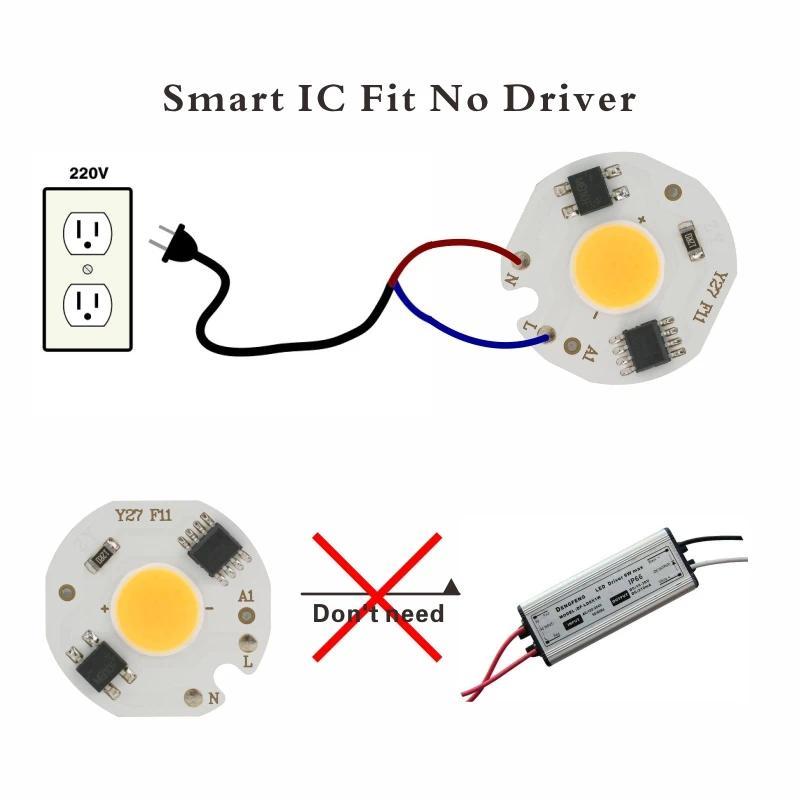 10pcs/lot MINI LED COB Chip 220V 3W 5W 7W 9W Smart IC Tanpa Perlu Driver Lampu LED untuk Lampu Sorot