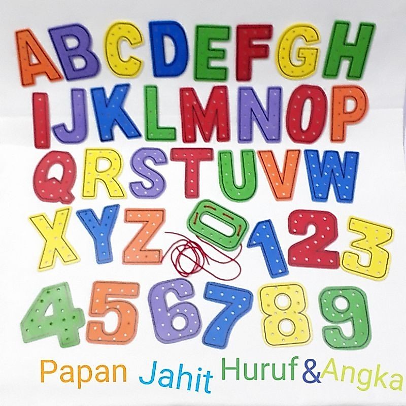 Papan Jahit Huruf&Angka / Mainan edukasi anak menjahit huruf dan angka / ape / alat peraga edukasi /