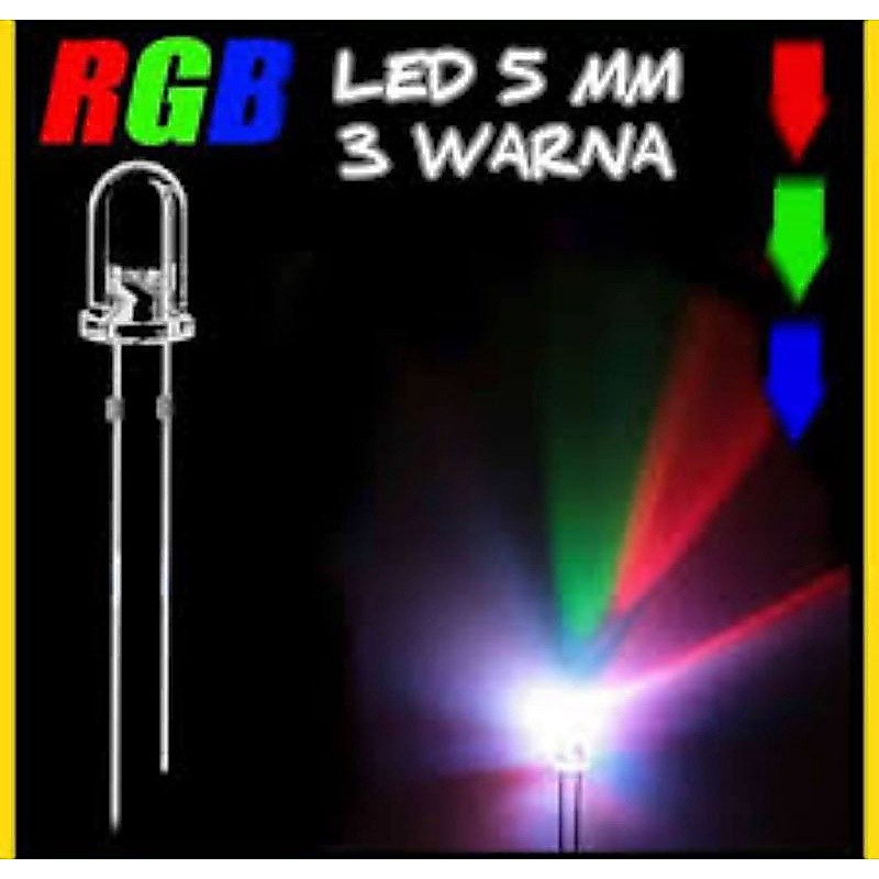 10 PCS LED 5MM RGB 3 WARNA KEDIP MERAH BIRU HIJAU 3W 3V
