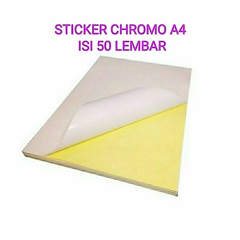 Kertas Stiker Chromo Glossy A4 isi 50 Lembar / Stiker Mengkilap A4