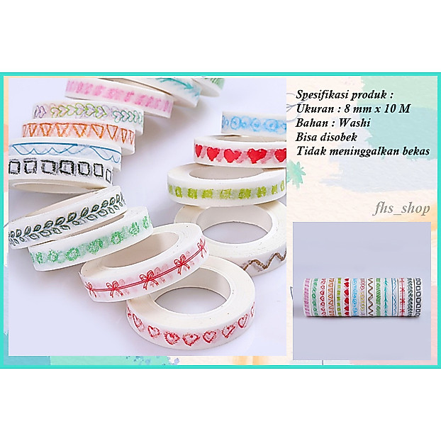 Washi Tape Washi Tape Cute Washi Tape Aesthetic Selotip Aesthetic Masking Tape Cute 8 mm x 10 M