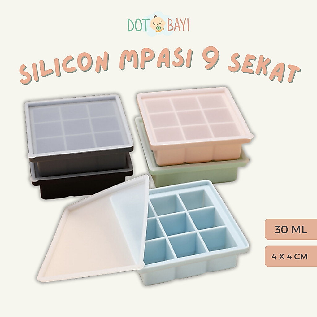 KEIJI (9 Tray) Cetakan Es Batu MPASI Silicon Silikon Ice Cube Tray Tutup