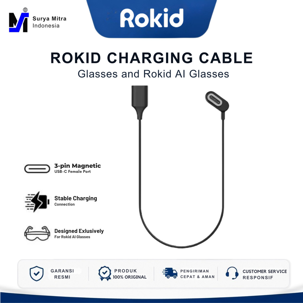 ROKID GLASSES CHARGING CABLE for Rokid Rokid Glasses and Rokid AI Glasses Kabel Charger Garansi Resm