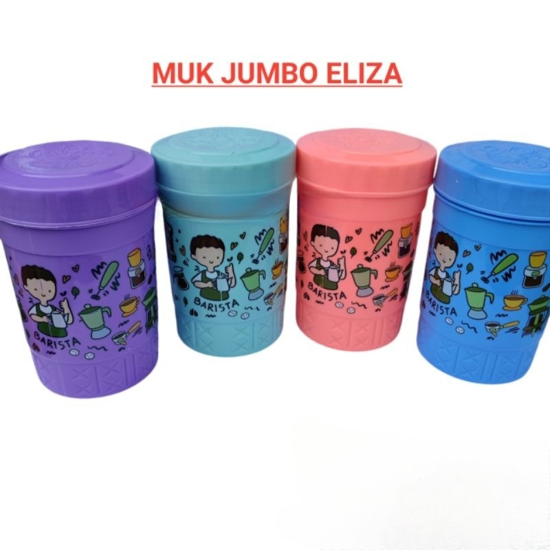 mug jumbo eliza plastik/mug plastik tutup