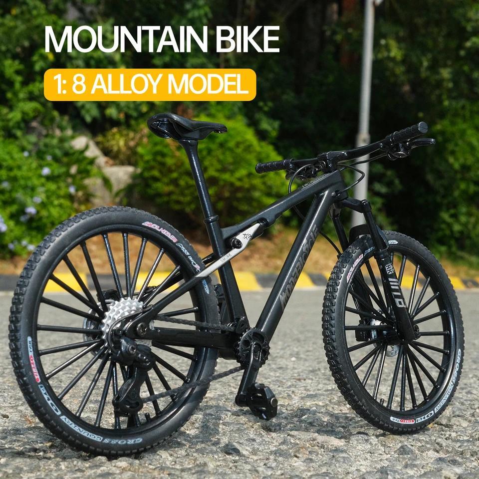 Model sepeda gunung vintage berbahan logam skala 1:8 dan alasnya, mainan sepeda mini dari alloy untu