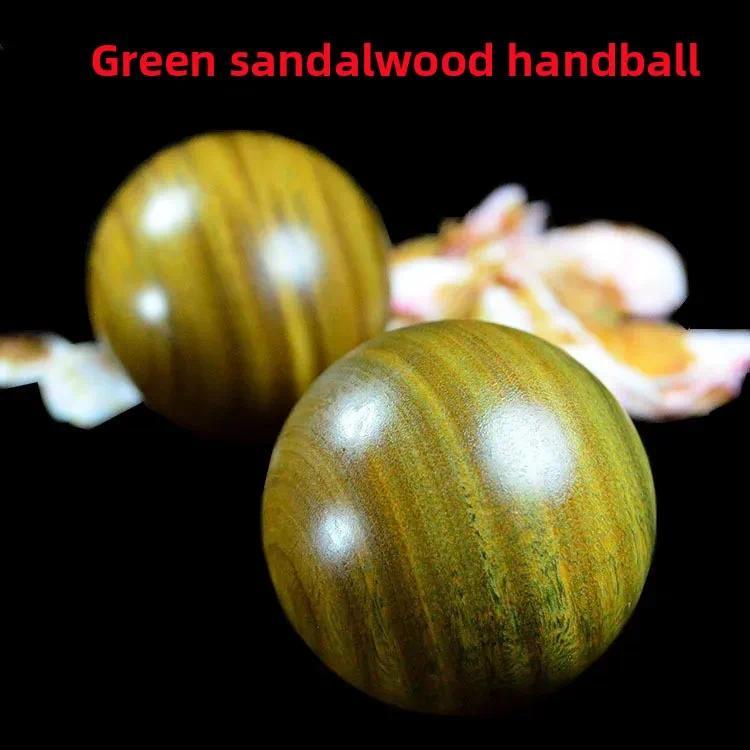 Bola Pijat Baoding Kayu Solid Cendana Hijau, Alat Latihan Telapak Tangan, Mainan Fidget, Ukiran Kayu