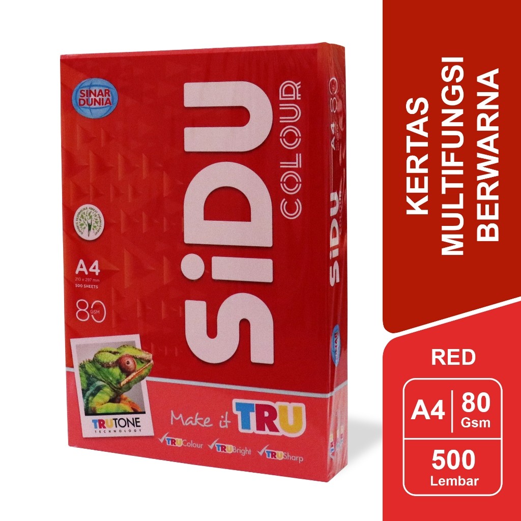 SiDU Kertas Fotocopy Warna Merah/Red 80 GSM A4 1 RIM - SDU CLR 80 A4 250