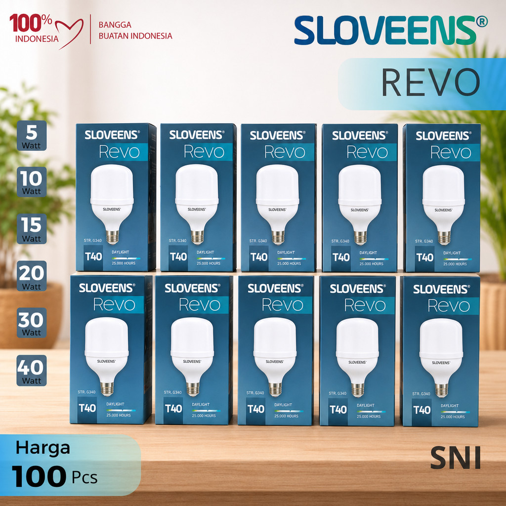 GROSIR (100 Pcs) Lampu LED SLOVEENS REVO T05/T10/T15/T20/T30/T40-Bohlam LED Terang Hemat Energi SNI