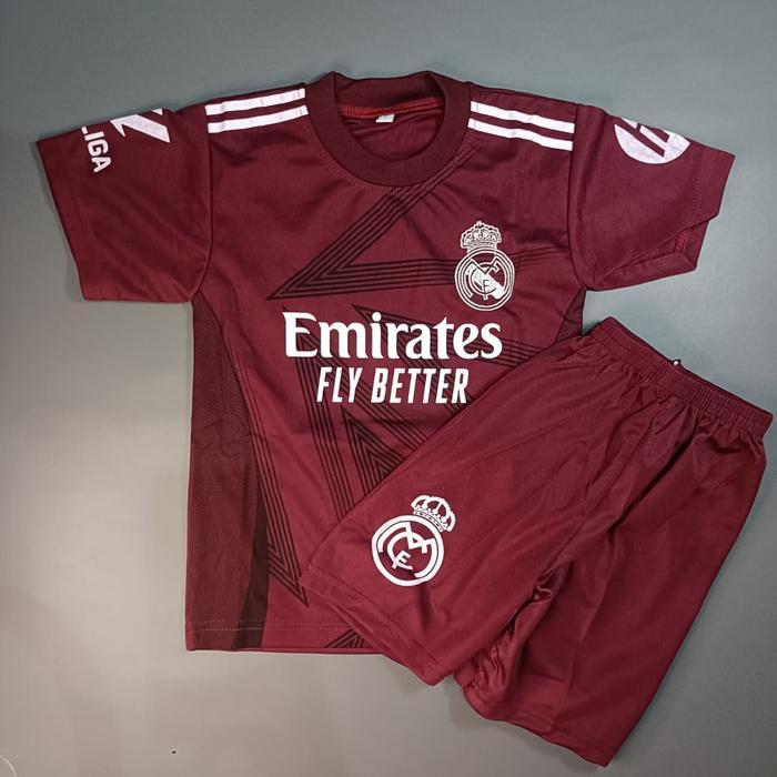 Setelan Jersey Bola Anak Real Madrid Jersey Bola Anak Unisex Usia 6Bulan-15Tahun - MADRID MAROON, 6-