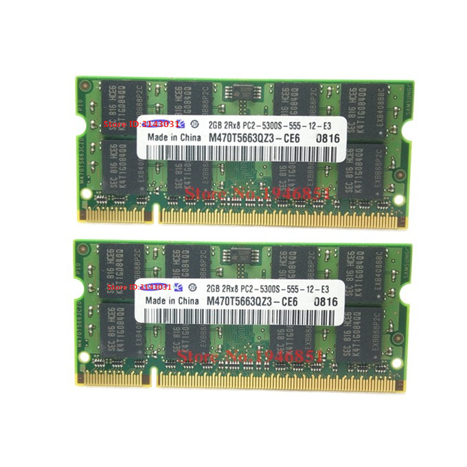 Laptop Memory 4GB 2x2GB 667MHz PC2-5300 DDR2 Notebook RAM 4G 667 5300S 2G 200-pin SO-DIMM Free Shipp