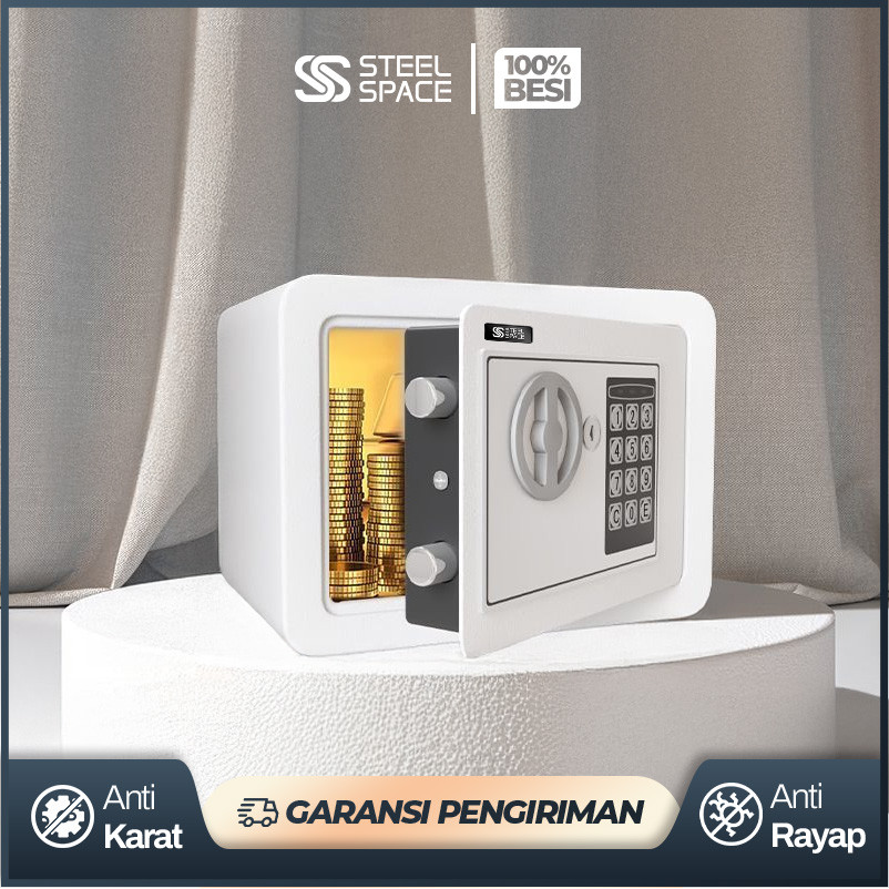 steel space Brankas Baja Digital Mini Dengan Pin dan Kunci Manual Brankas