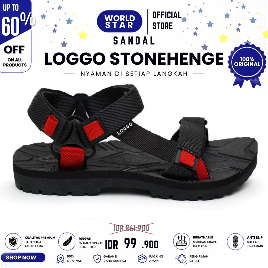 Sandal Gunung Loggo Stonehenge Series - Sandal gunung unisex Black size 34 - 43