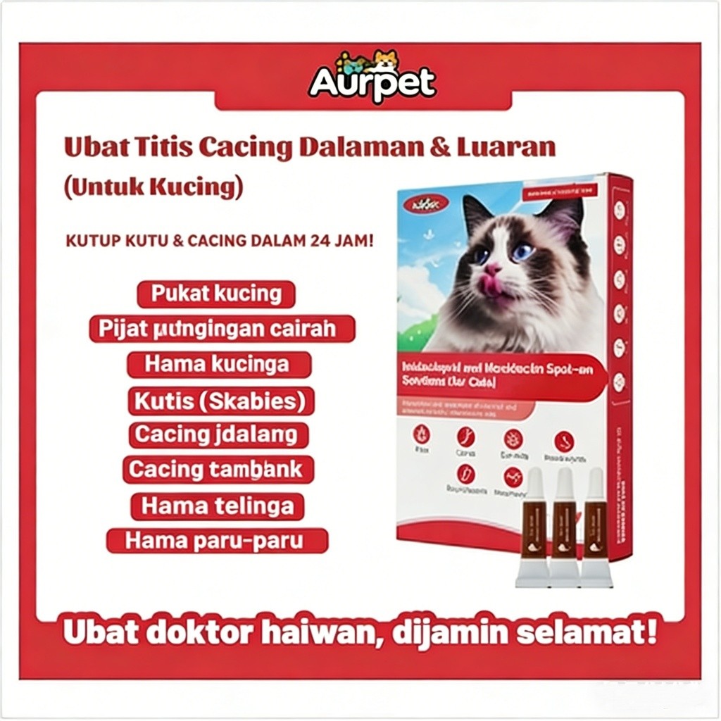 Cairan Anti Parasit Luar Dalam Kucing | Imidakloprid | Menembus Kulit