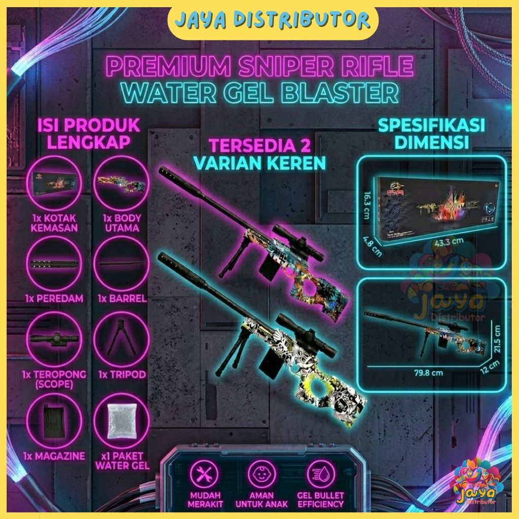 Mainan Tembakan Anak Sniper Rifle - 80CM Water Gel Blaster Premium - Peluru Air Aman (WGG)