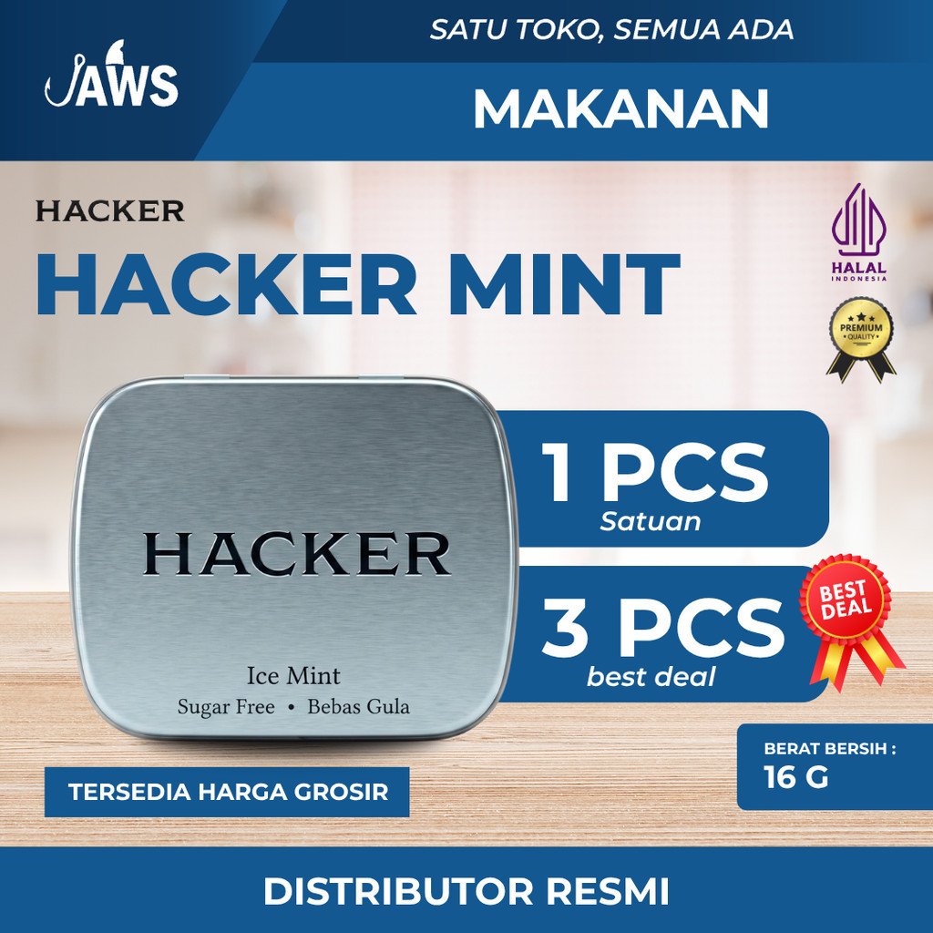 HACKER Permen Mint Bebas Gula 16gr Candy Sugar Free Halal BPOM Teman Aktivitas