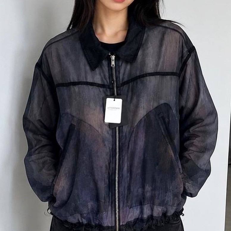 Hare Japan tranparent patterned bomber jacket