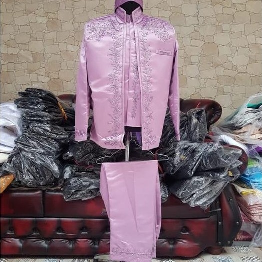 DISKON basofi pengantin ungu beskap sunda lilac baju pengantin pria ungu READY STOCK