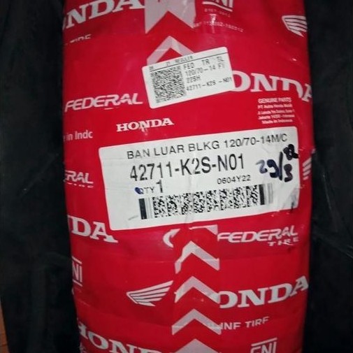 Ban Federal/AHM 120/70-14 K2S-N01 Tubeless, Ban Motor Matic tubles 120 70 14, Ban Vario 160