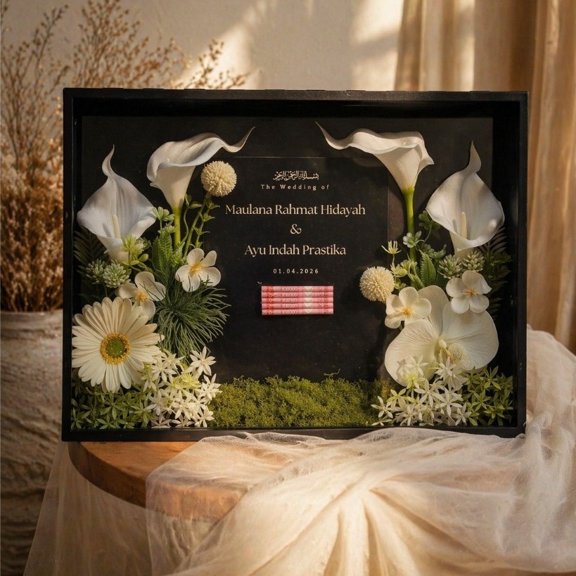 MAHAR PERNIKAHAN / Bingkai Mahar Akrilik Hitam Glossy / Frame Mahar Akrilik Hitam / Mahar Black Acry